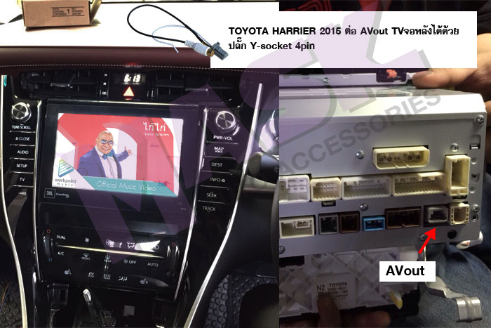 TOYOTA-HARRIER-2015-ต่อ-AVout-TVจอหลังได้ด้วย-ปลั๊ก-Y-socket-4pin